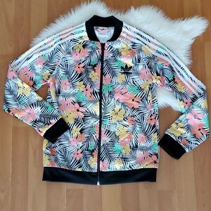 Adidas Floral Track Jacket Girls Size 11/12 EUC
